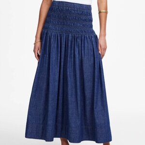 Madewell NWT Cotton Denim Smocked Midi Skirt / Dress